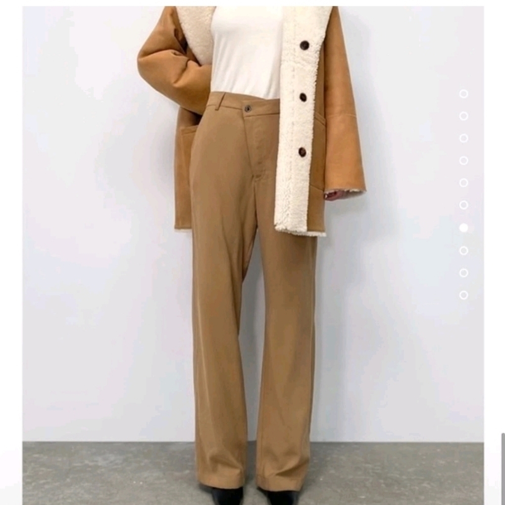 Zara NWTs High Rise Asymmetrical Button Flowy Wide